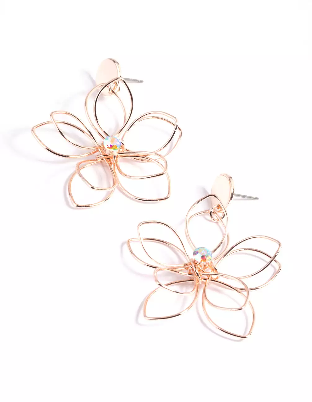 Crystal Large Wire Flower Drop Earrings