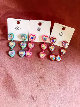 Dangle Heart Earrings ( 3 Colors )