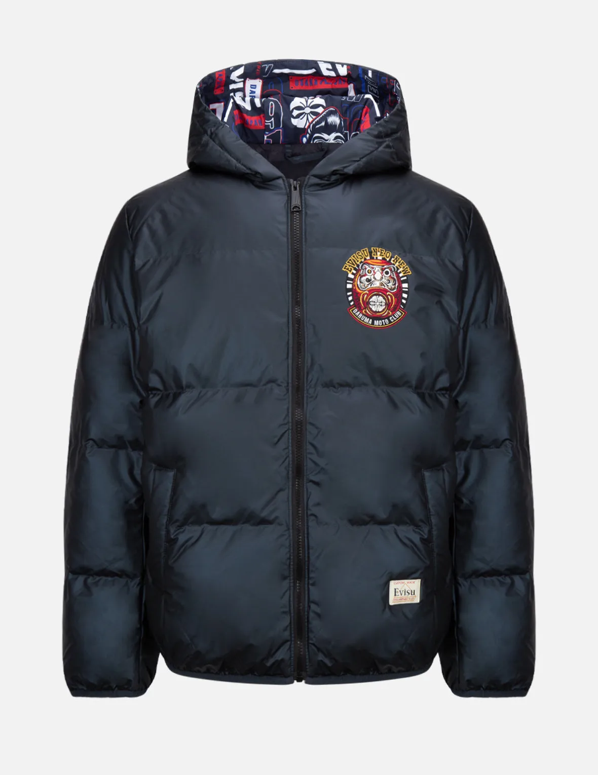 Daruma Moto Club Motif Embroidery Down Jacket