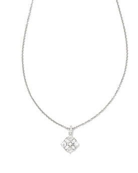 Dira Silver Crystal Short Pendant Necklace in White Crystal