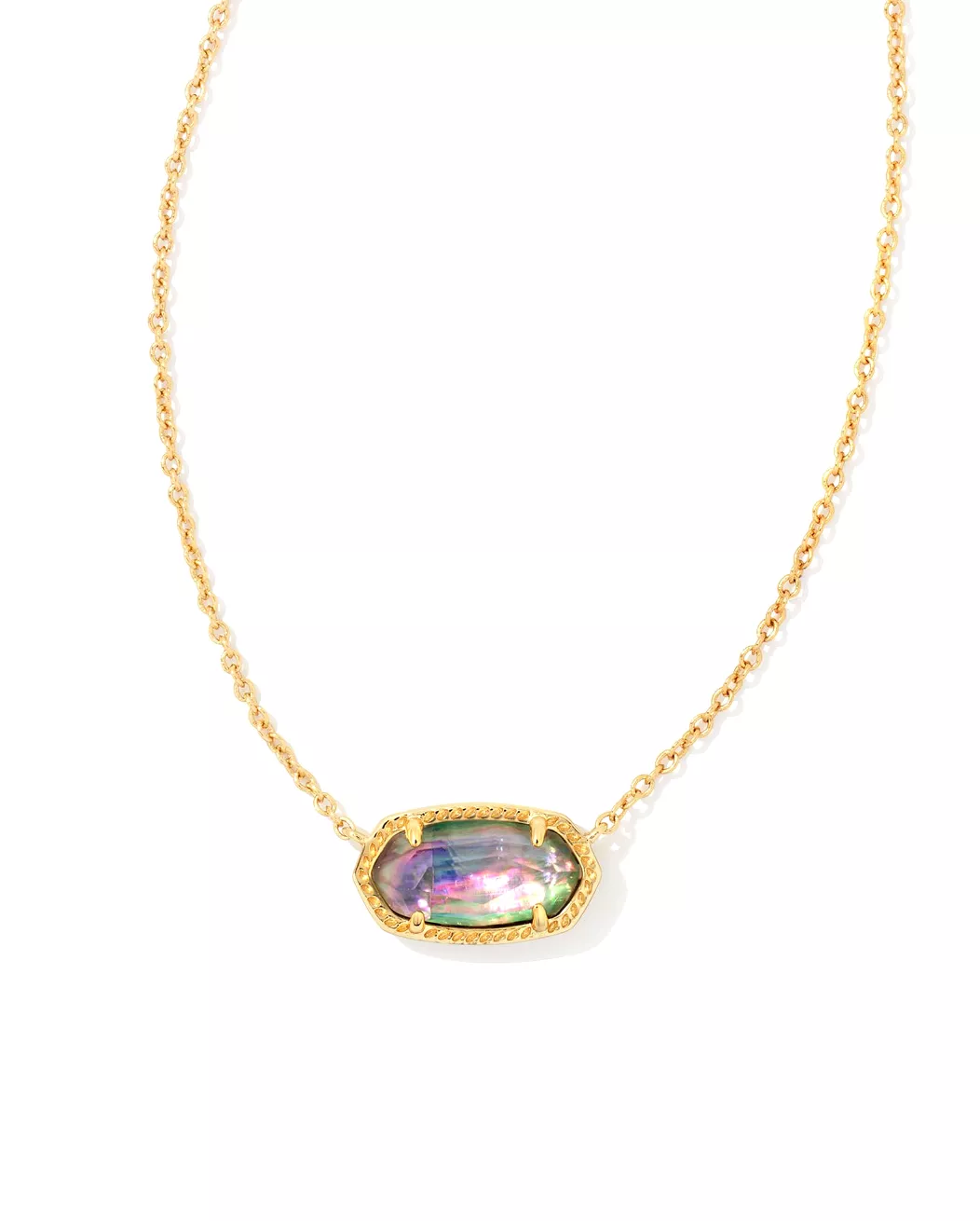 ELISA SHORT PENDANT NECKLACE GOLD LILAC ABALONE