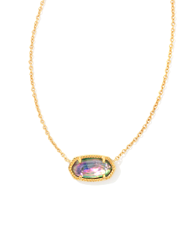 ELISA SHORT PENDANT NECKLACE GOLD LILAC ABALONE