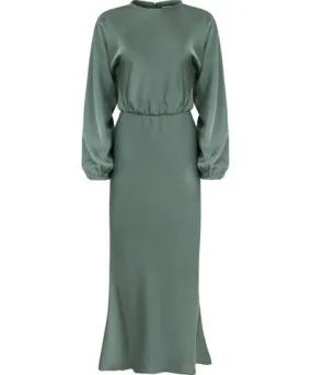 Ellie Makir Women's Green Balloon Sleeve Maxi Dress