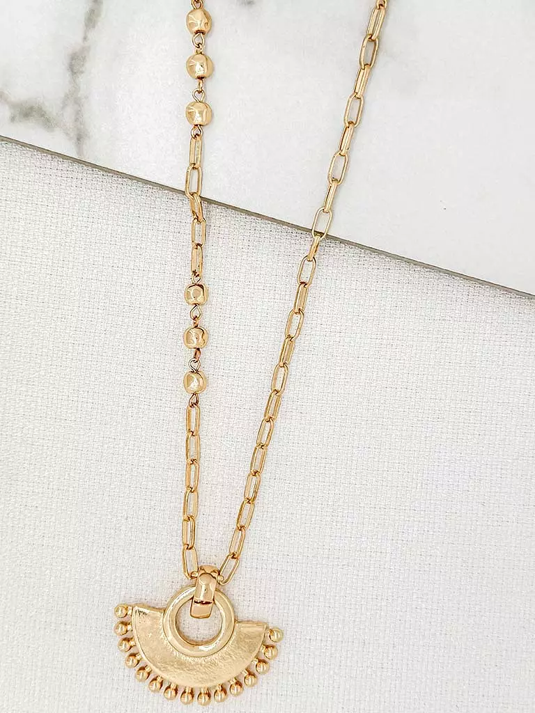 Envy Deco Fan Chain Link Necklace - Gold