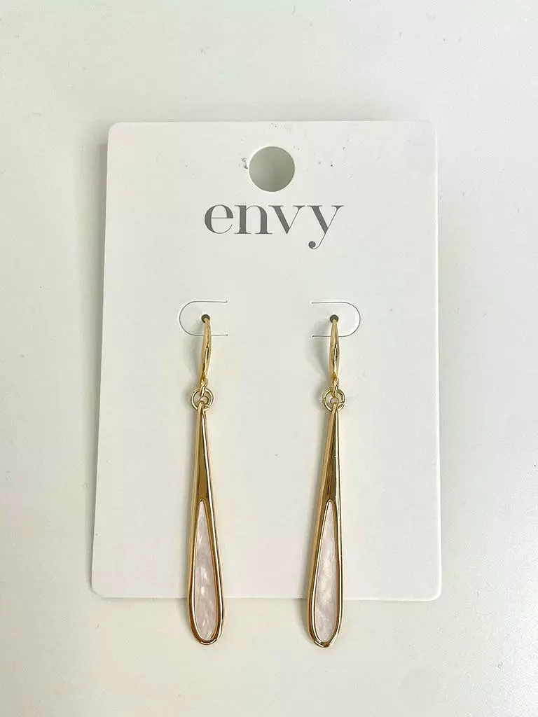 Envy Pearlescent Teardrop Earrings - Gold