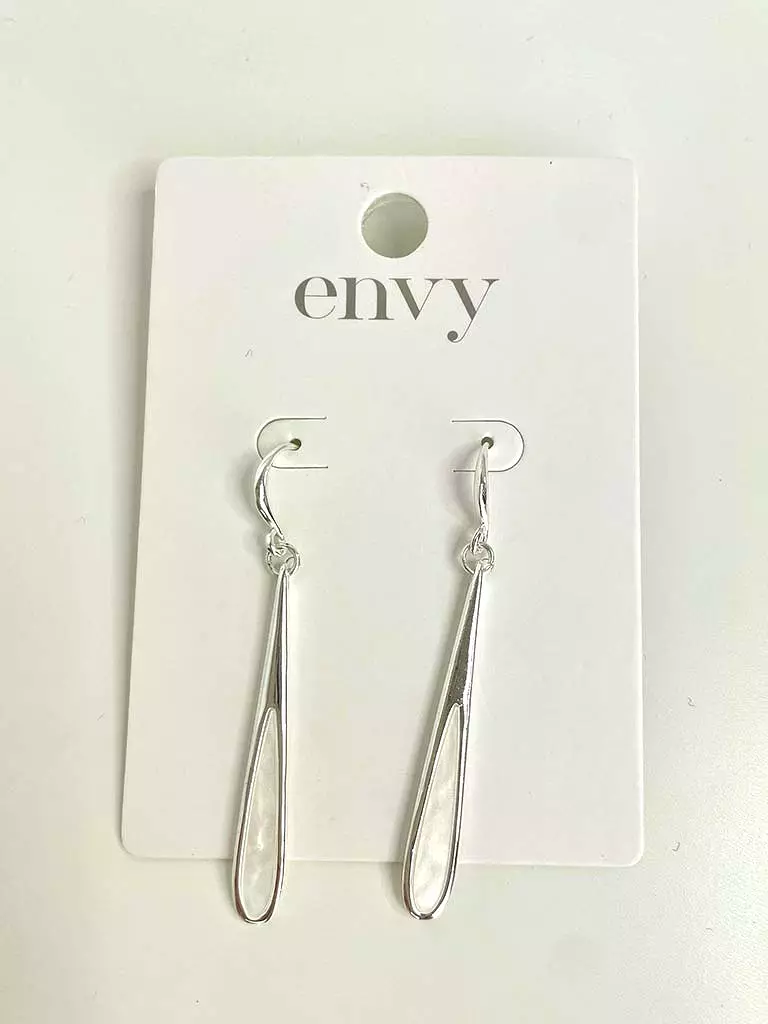 Envy Pearlescent Teardrop Earrings - Silver