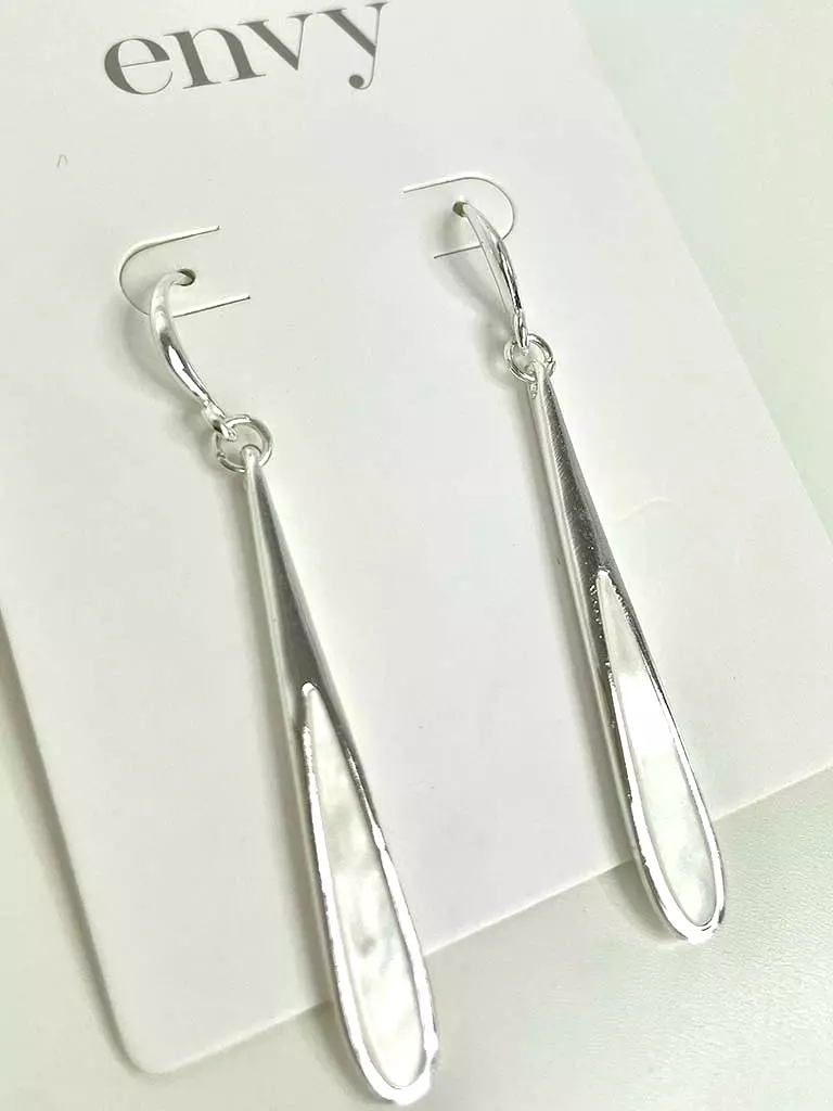 Envy Pearlescent Teardrop Earrings - Silver