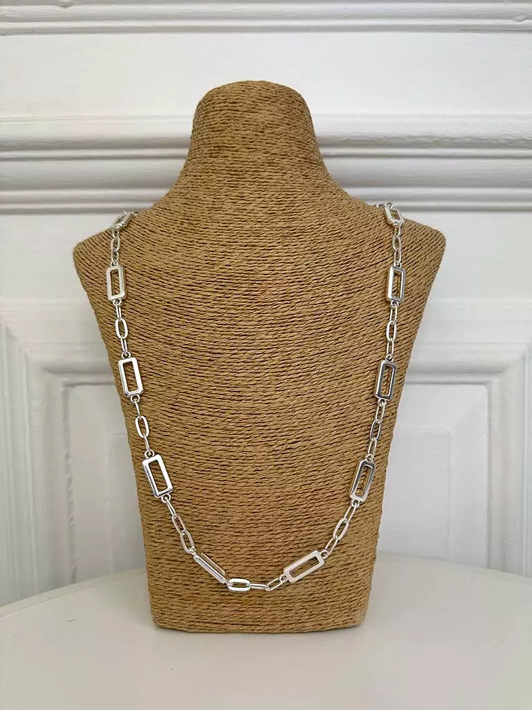 Envy Rectangle Chain Link Necklace - Silver