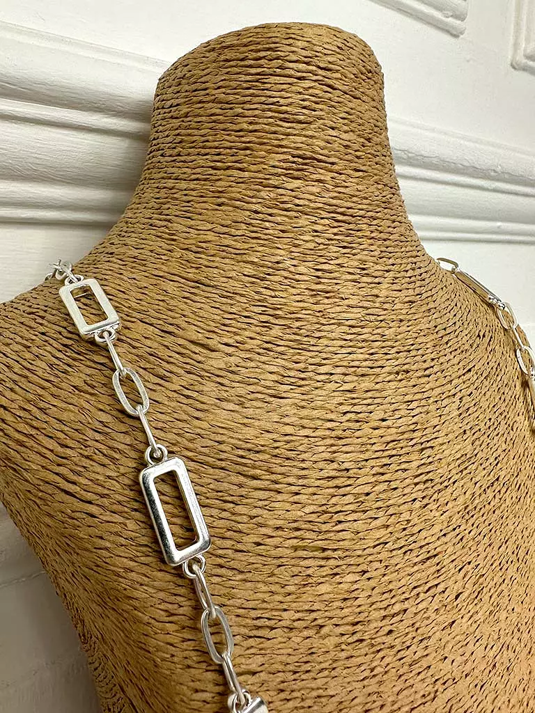 Envy Rectangle Chain Link Necklace - Silver