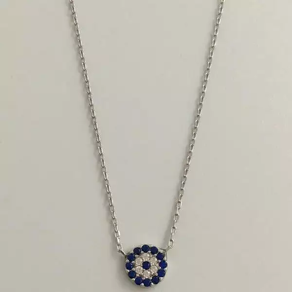 Evil Eye Sterling Silver Fine Link Eye Of Protection Necklace.