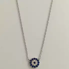 Evil Eye Sterling Silver Fine Link Eye Of Protection Necklace.