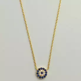 Evil Eye Sterling Silver Gold Plated Fine Link Eye Of Protection Necklace.