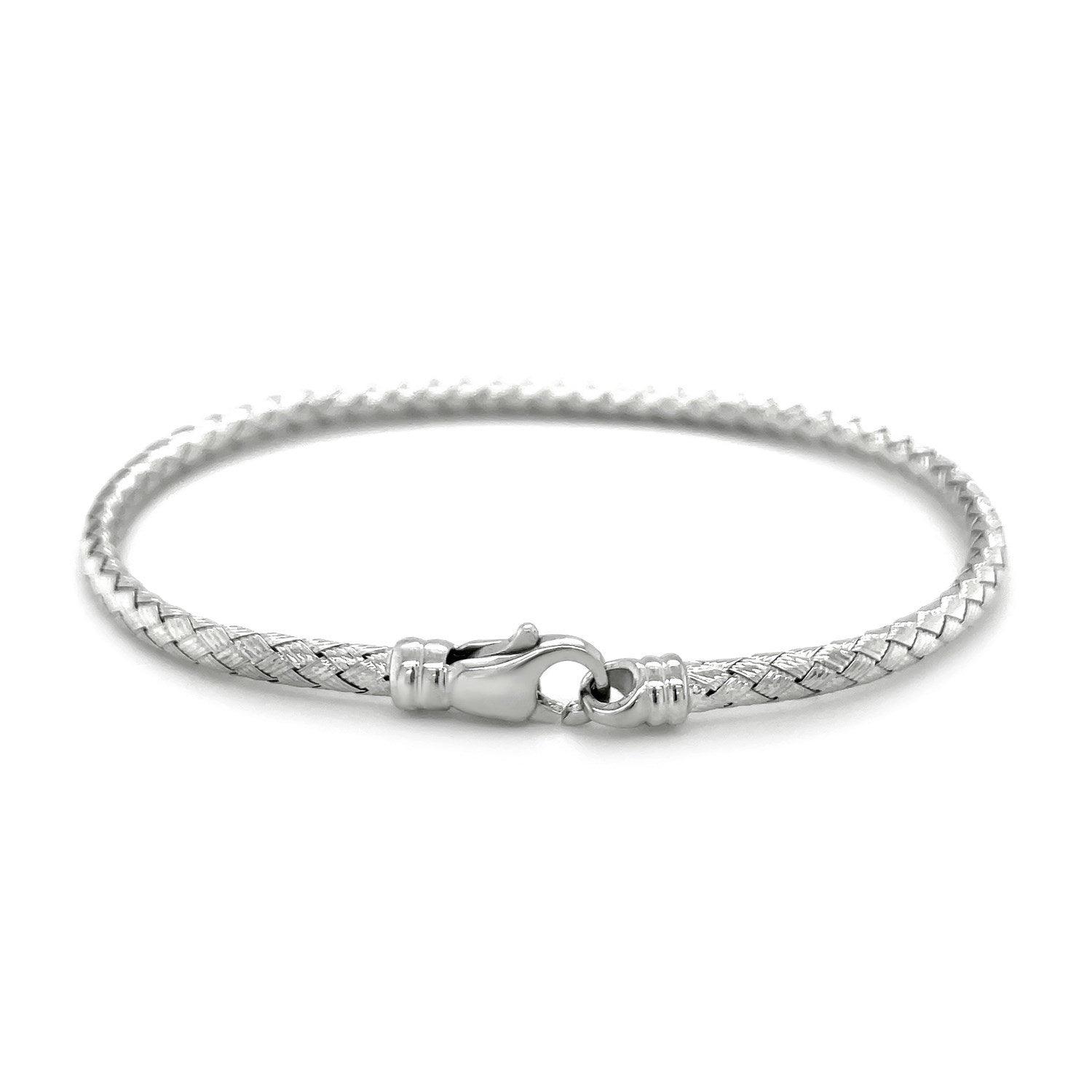 Fancy Weave Bangle in 14k White Gold (3.0mm)