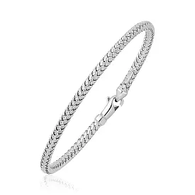 Fancy Weave Bangle in 14k White Gold (3.0mm)