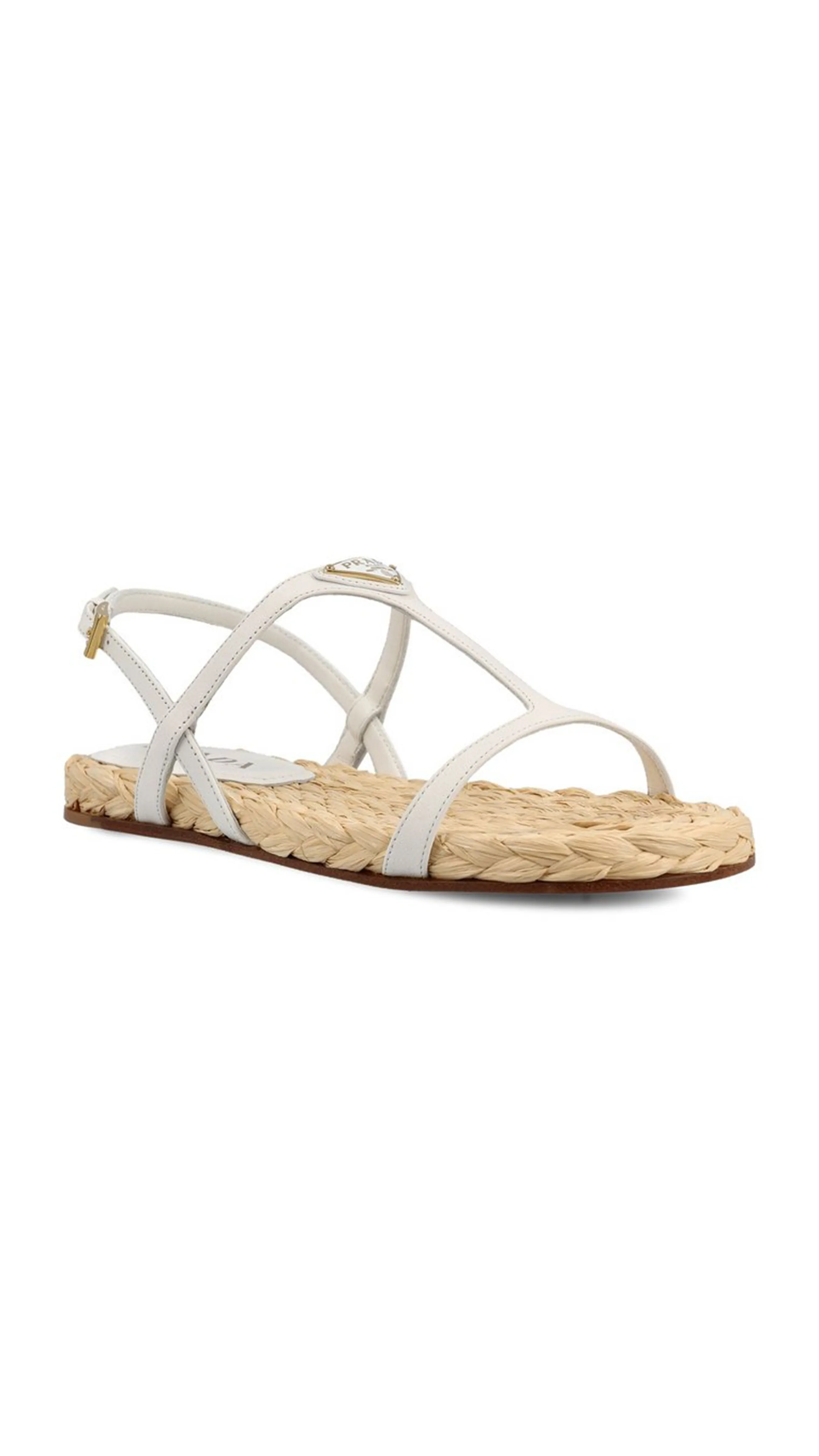 Flat Nappa Leather Sandal - White/Beige