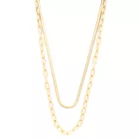 Flat Snake Oval Link Layered Necklace