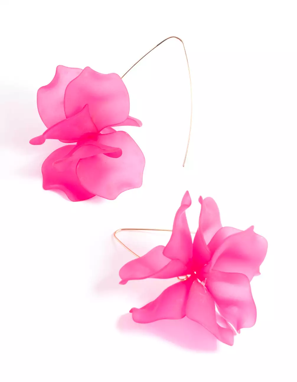 Fuchsia Frosted Flower Drop Earrings