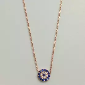 Gammie Sterling Silver Rose Gold Plated Fine Link Eye Of Protection Necklace.