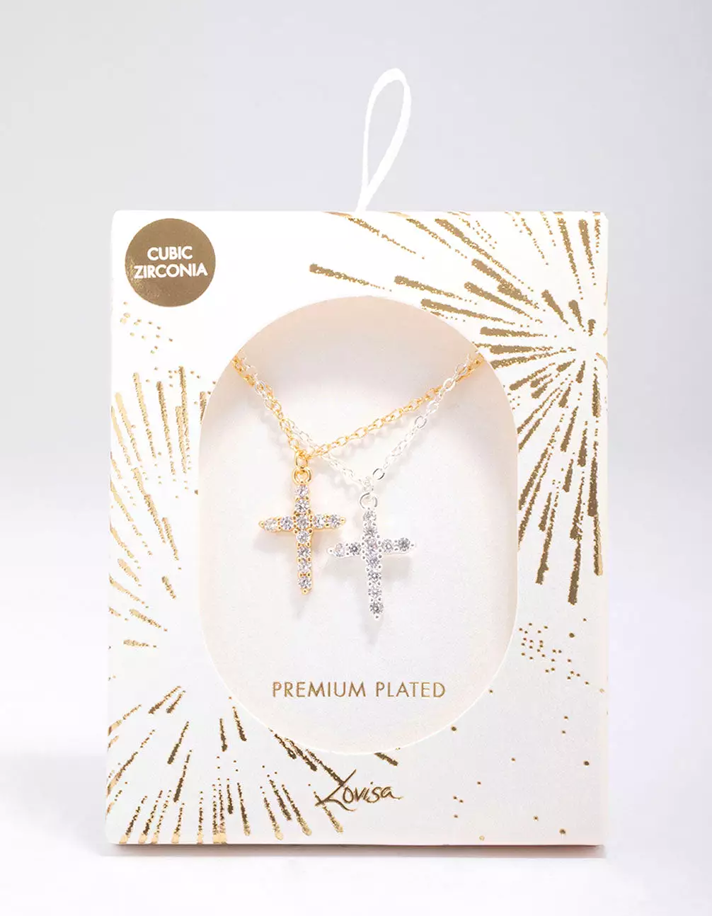 Gold & Silver Plated Cross Cubic Zirconia Pendant Necklace