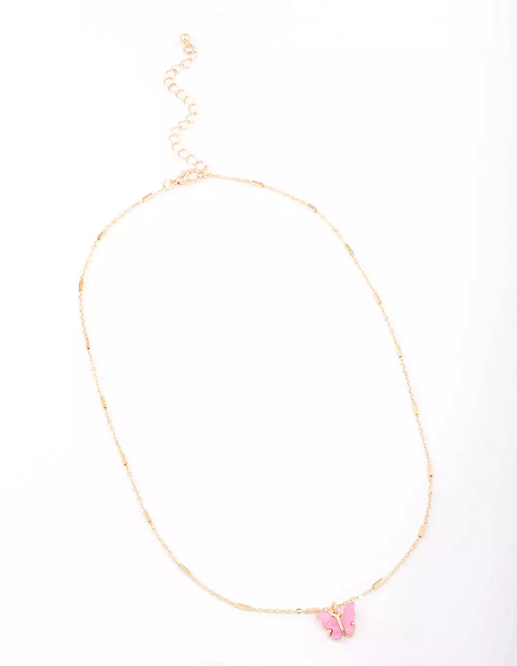 Gold Bar Chain Butterfly Short Necklace