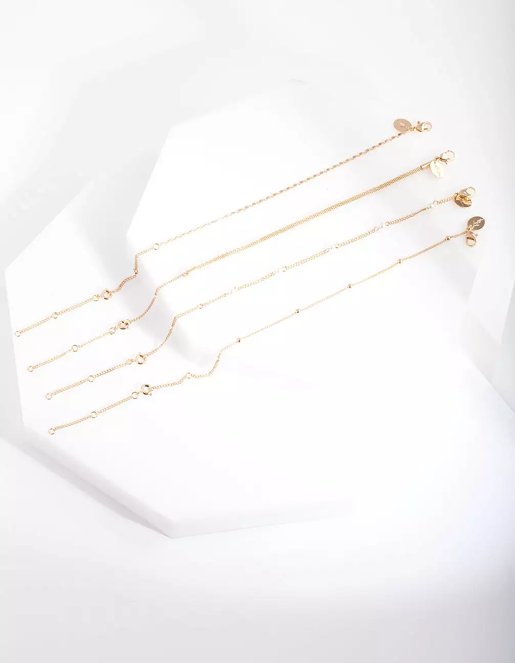 Gold Chain Pearl Anklet Bracelet Pack