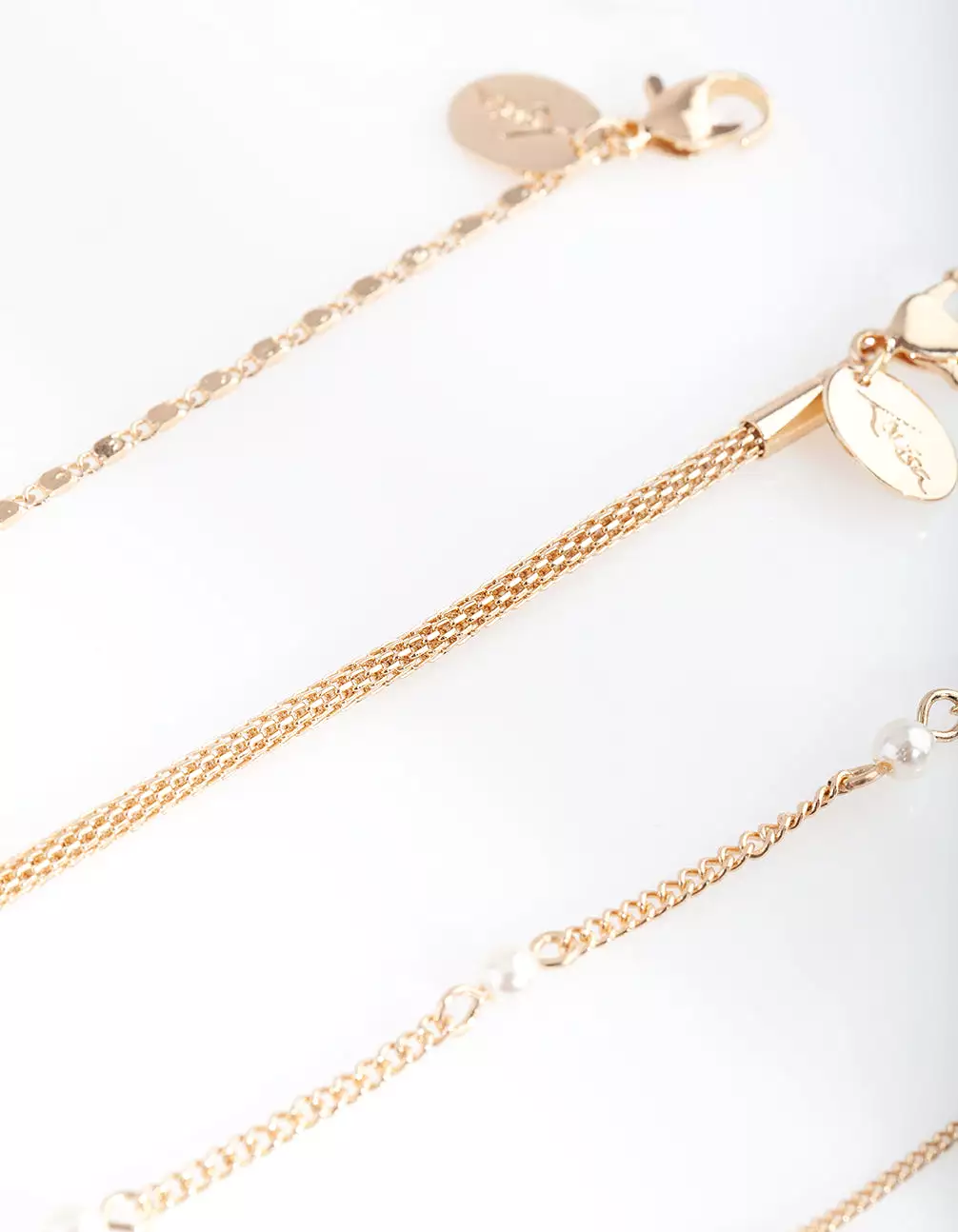 Gold Chain Pearl Anklet Bracelet Pack