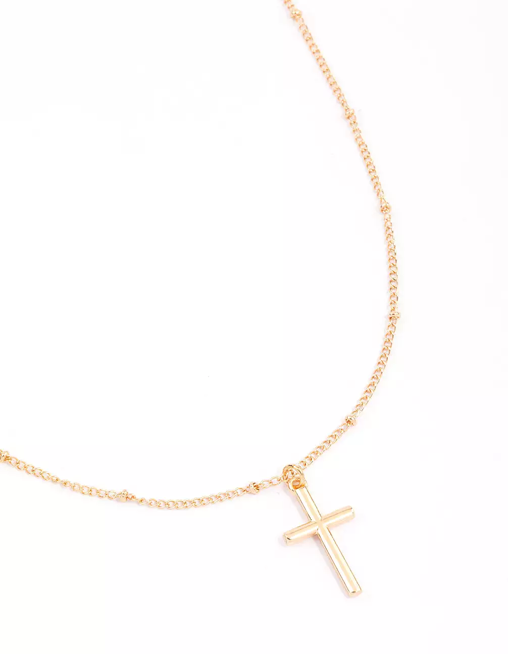 Gold Classic Cross Ball Chain Necklace