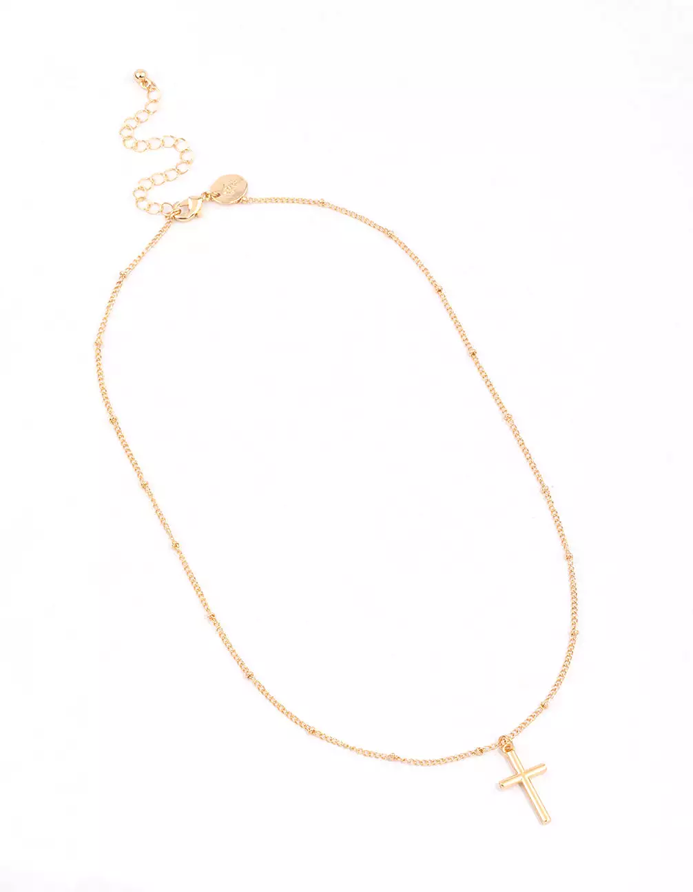 Gold Classic Cross Ball Chain Necklace