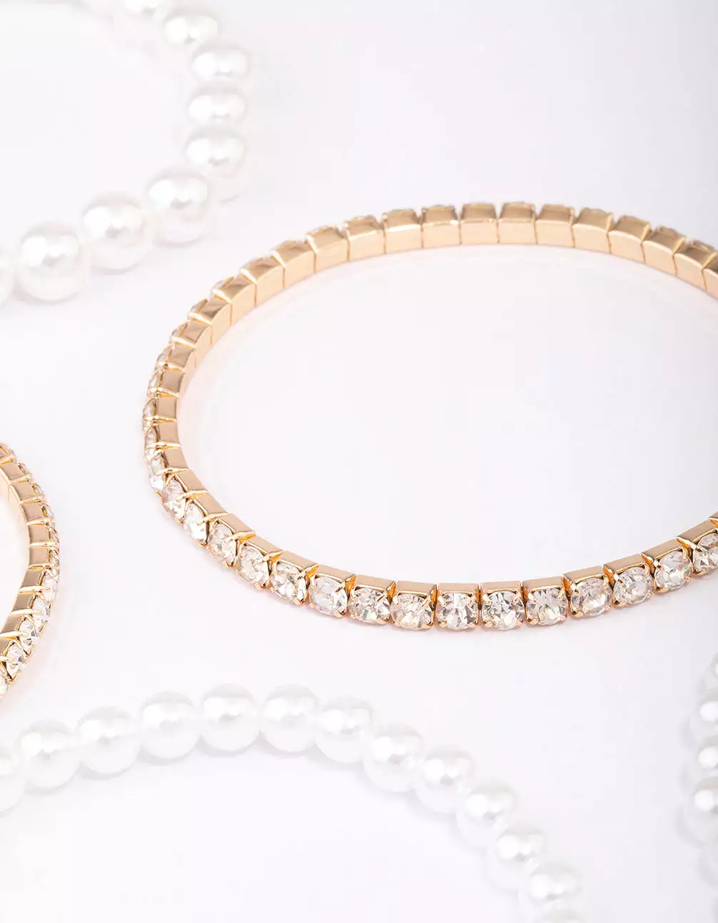 Gold Diamante & Pearl Mixed Bracelet 5-Pack