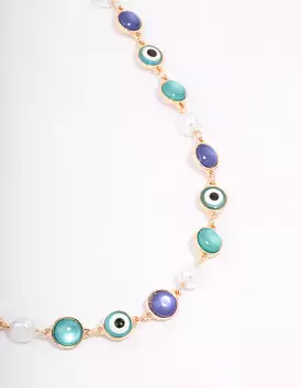 Gold Evil Eye Short Necklace