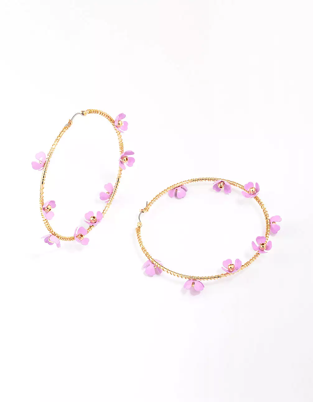 Gold Flower Bloom Hoop Earrings