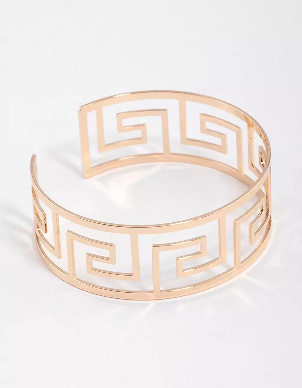 Gold Greek Pattern Cuff Bangle