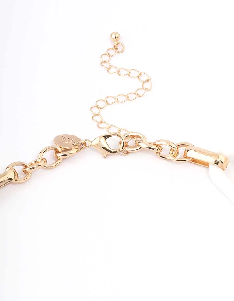 Gold Mixed Oval Link Short Necklace