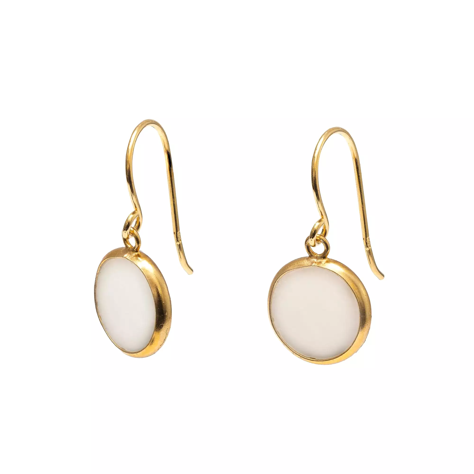 Gold Mother of Pearl Disc Drop Earring