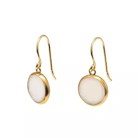 Gold Mother of Pearl Disc Drop Earring