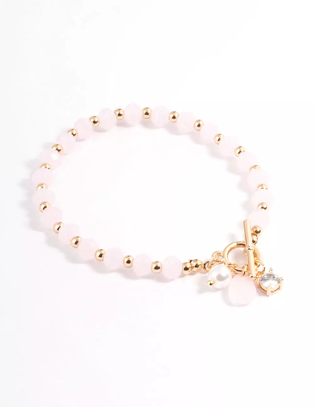 Gold Pearl & Diamante Beaded Bracelet