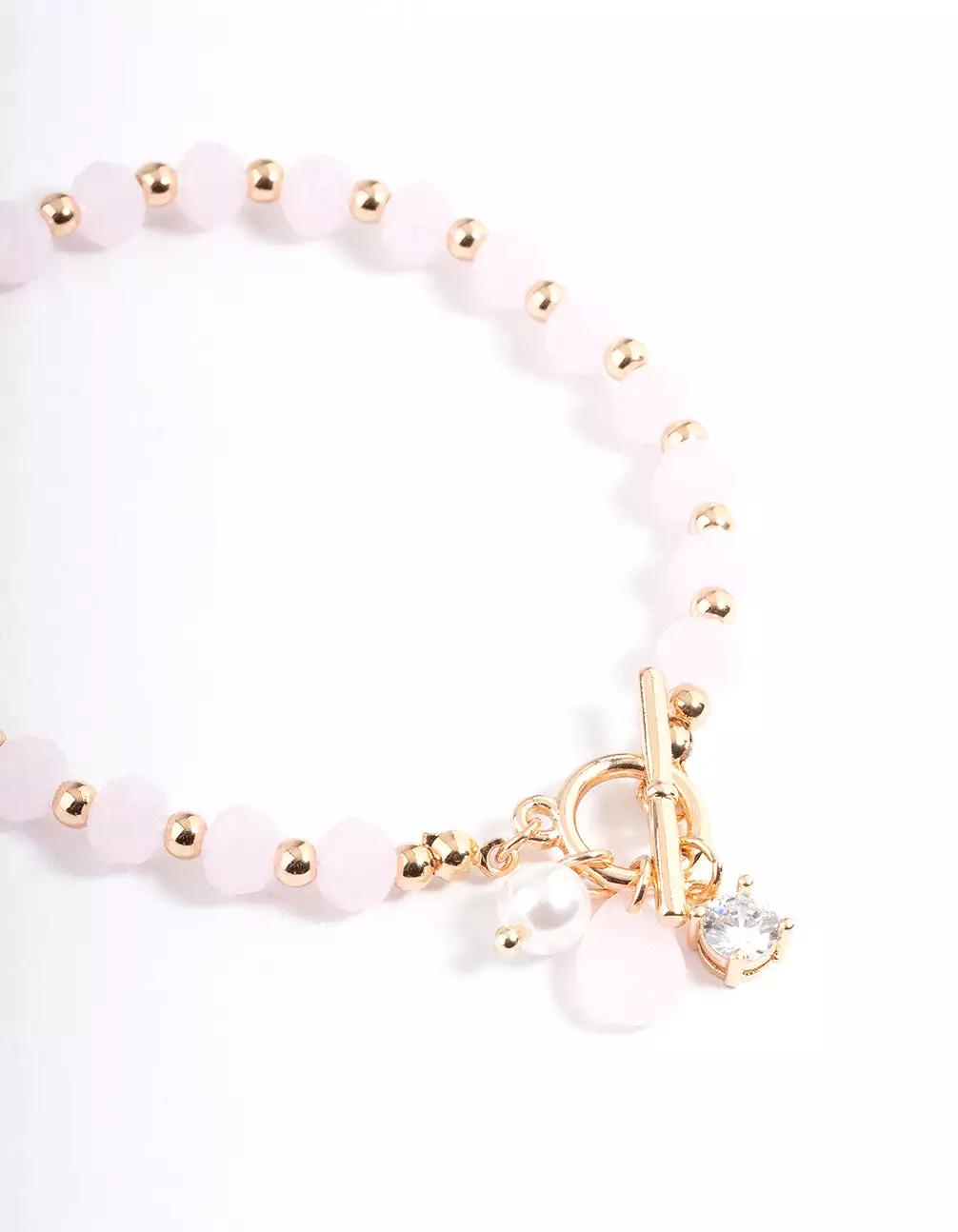 Gold Pearl & Diamante Beaded Bracelet