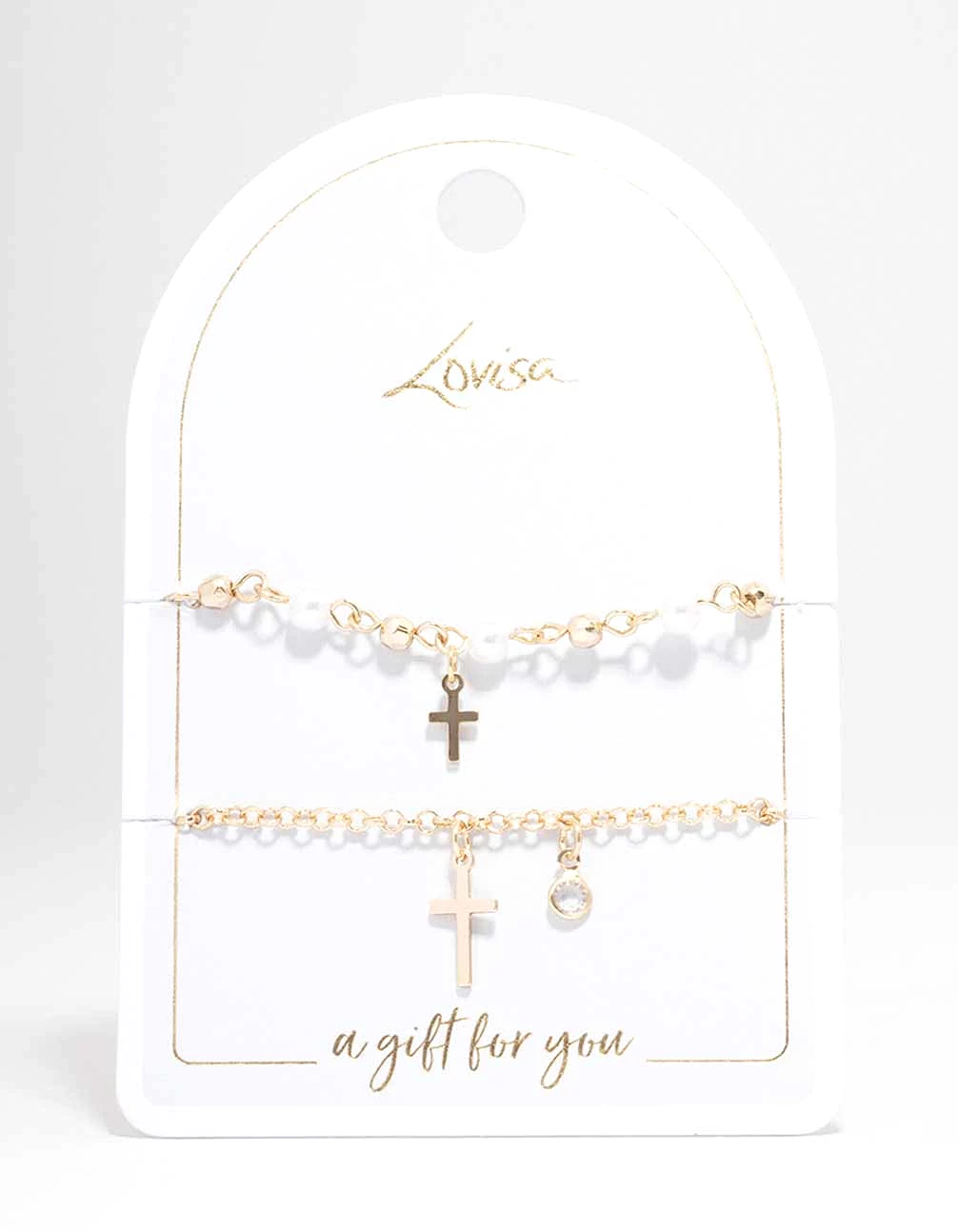 Gold Pearl Cross Bracelet Pack