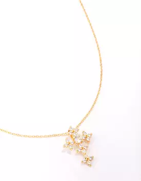 Gold Plated Cubic Zirconia Dolce Cross Pendant Necklace