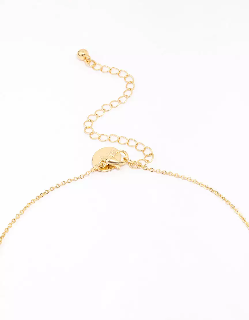 Gold Plated Cubic Zirconia Dolce Cross Pendant Necklace