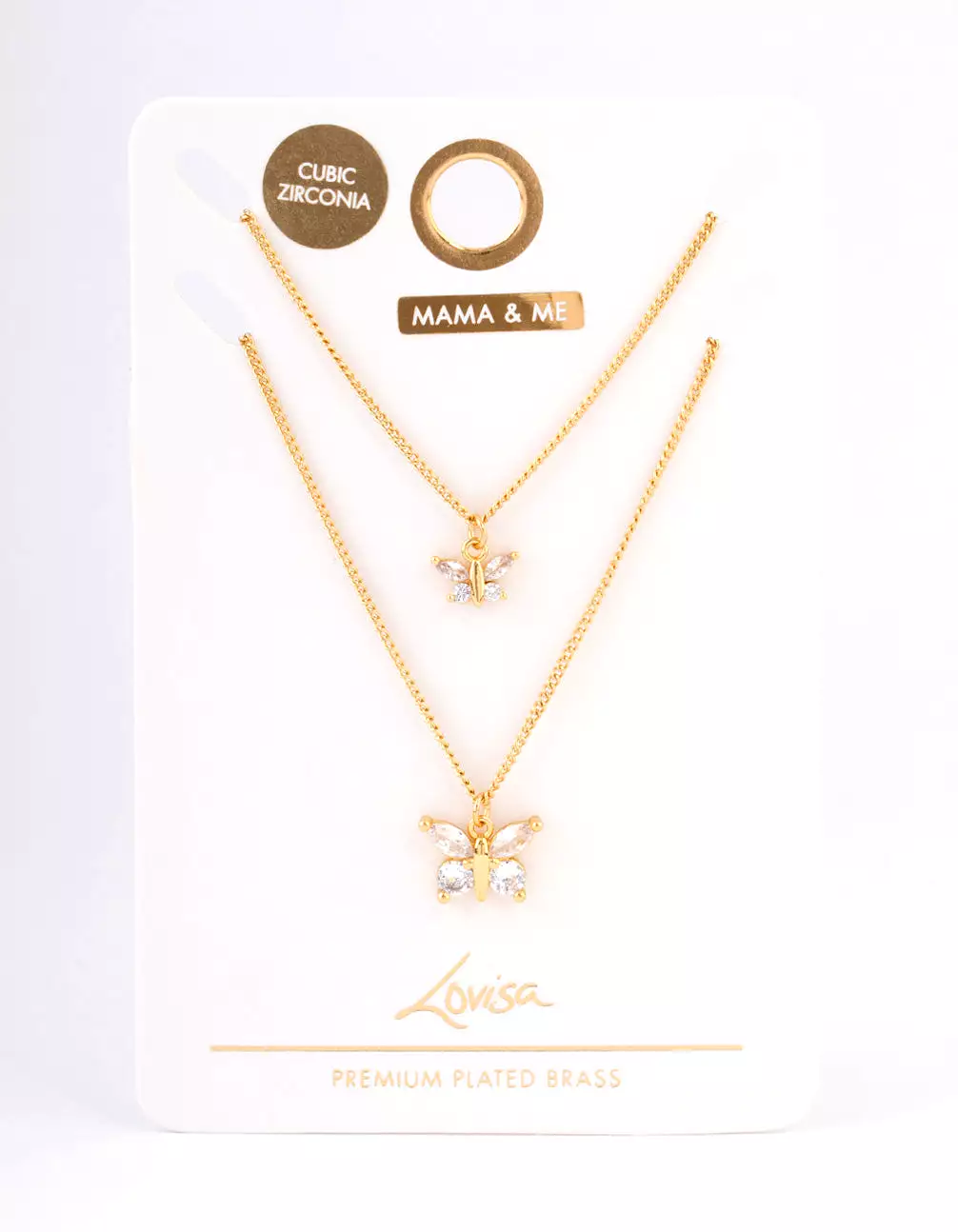 Gold Plated Cubic Zirconia Link Butterfly Necklace Pack