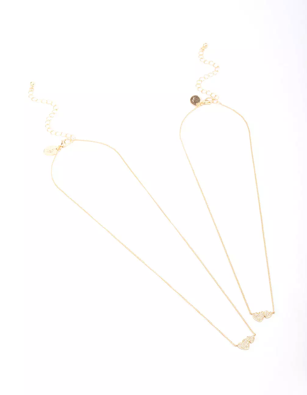 Gold Plated Cubic Zirconia Link Heart Necklace Pack