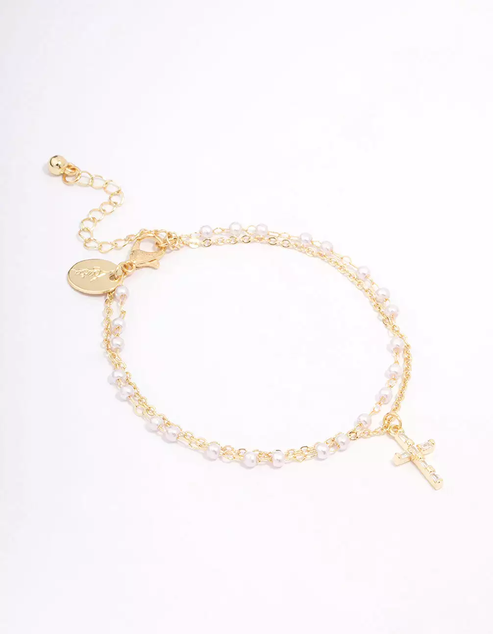 Gold Plated Diamante & Pearl Layered Bracelet