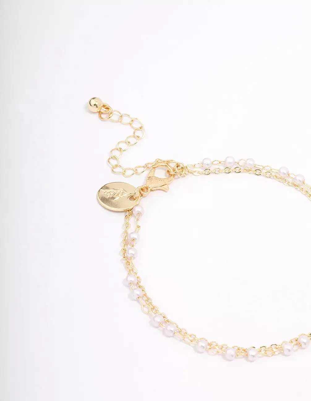 Gold Plated Diamante & Pearl Layered Bracelet