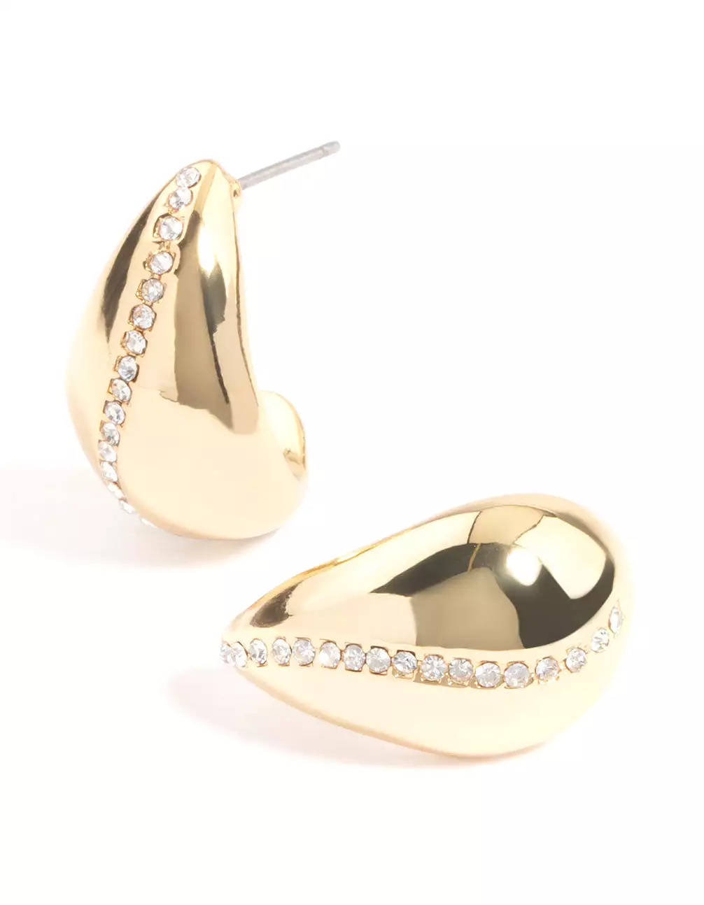 Gold Plated Diamante Bold Teardrop Earrings