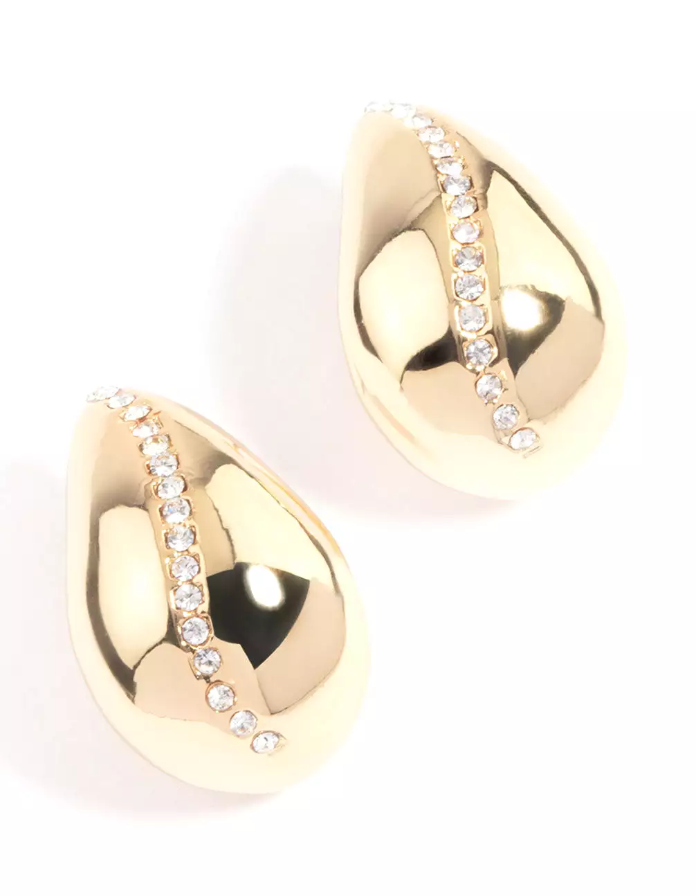 Gold Plated Diamante Bold Teardrop Earrings