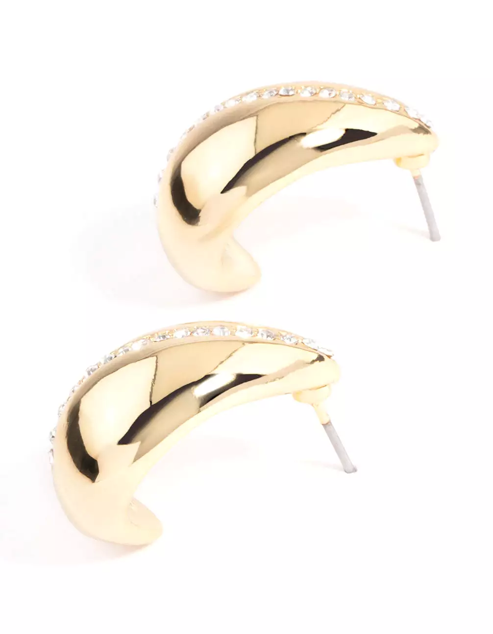 Gold Plated Diamante Bold Teardrop Earrings