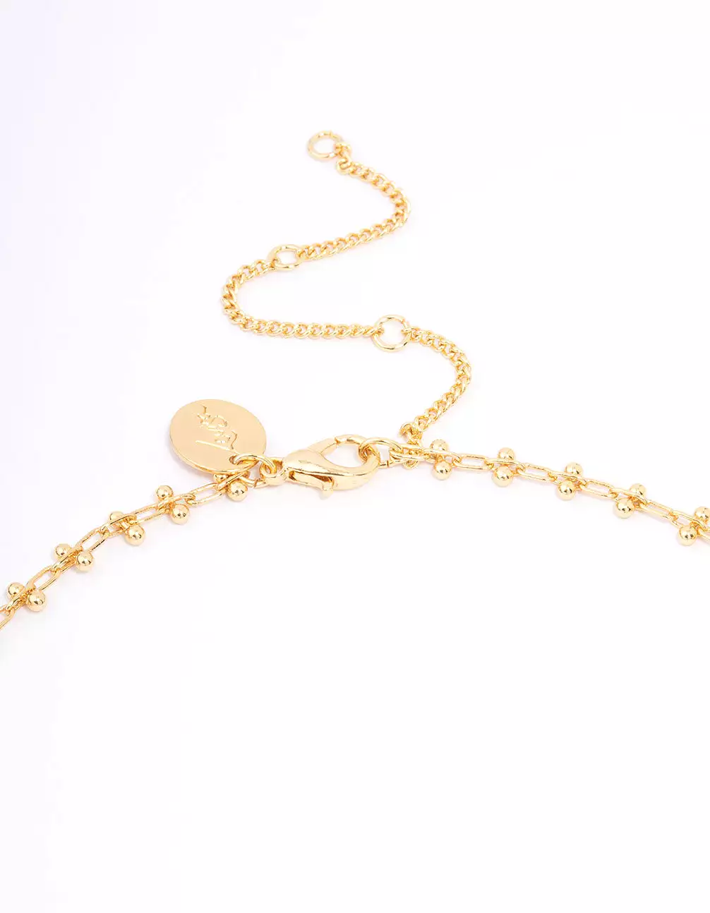 Gold Plated Diamante Cross Ball Link Pendant Necklace