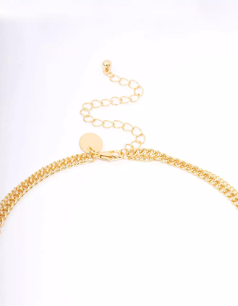 Gold Plated Diamante Cross Layered Curb Necklace