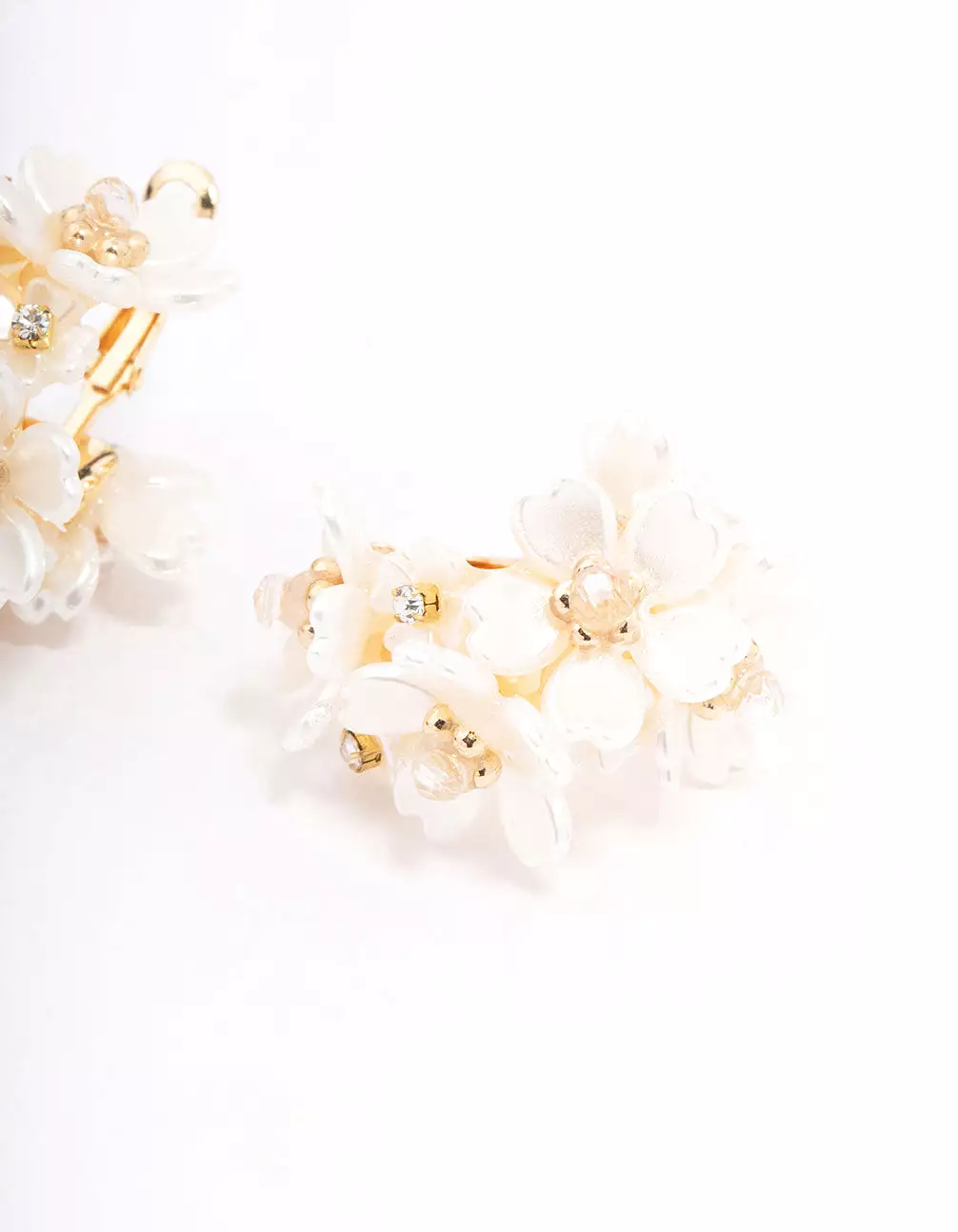 Gold Plated Flower Cluster Hoop Earrings